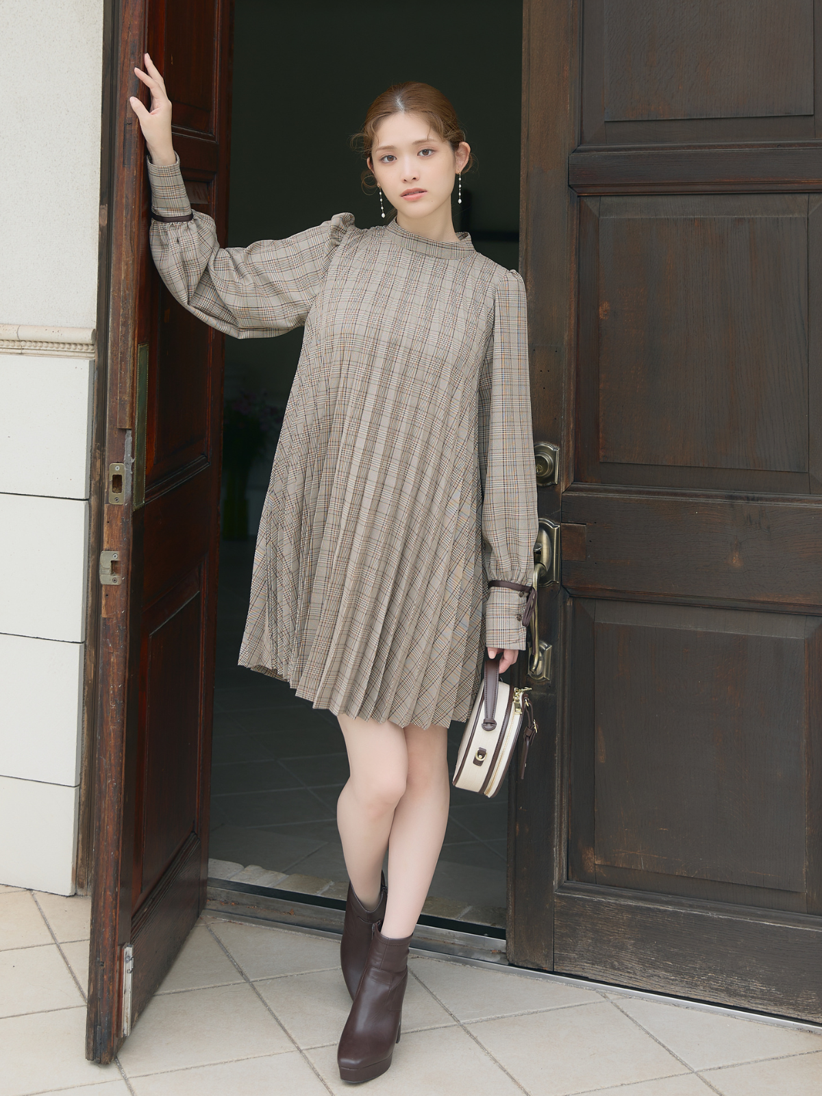 Check Pleats Minidress – LANTINAM Check Pleats Minidress – LANTINAM