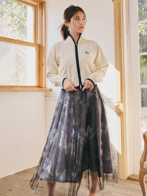 Flower Sheer Tulle Skirt