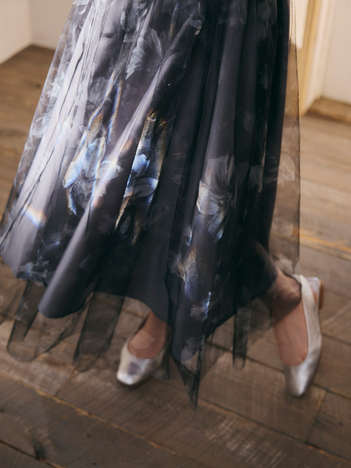 Flower Sheer Tulle Skirt