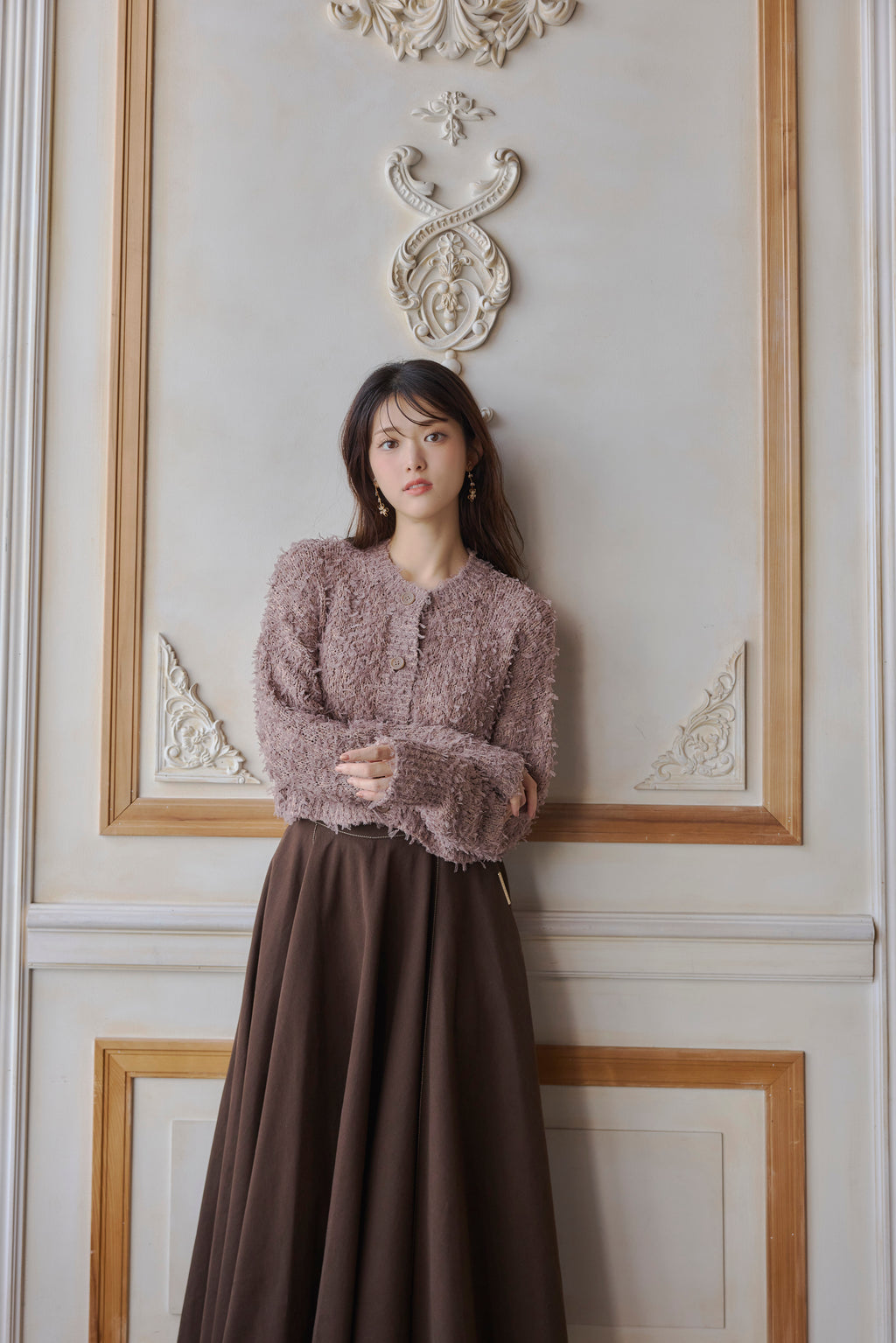 Ribbon Yarn Short Cardigan