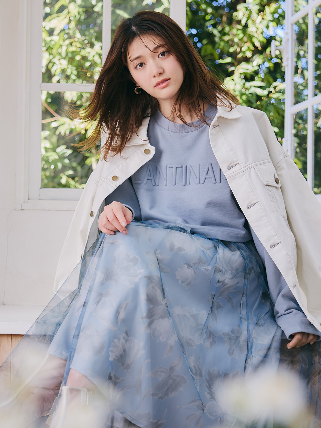 Flower Sheer Tulle Skirt