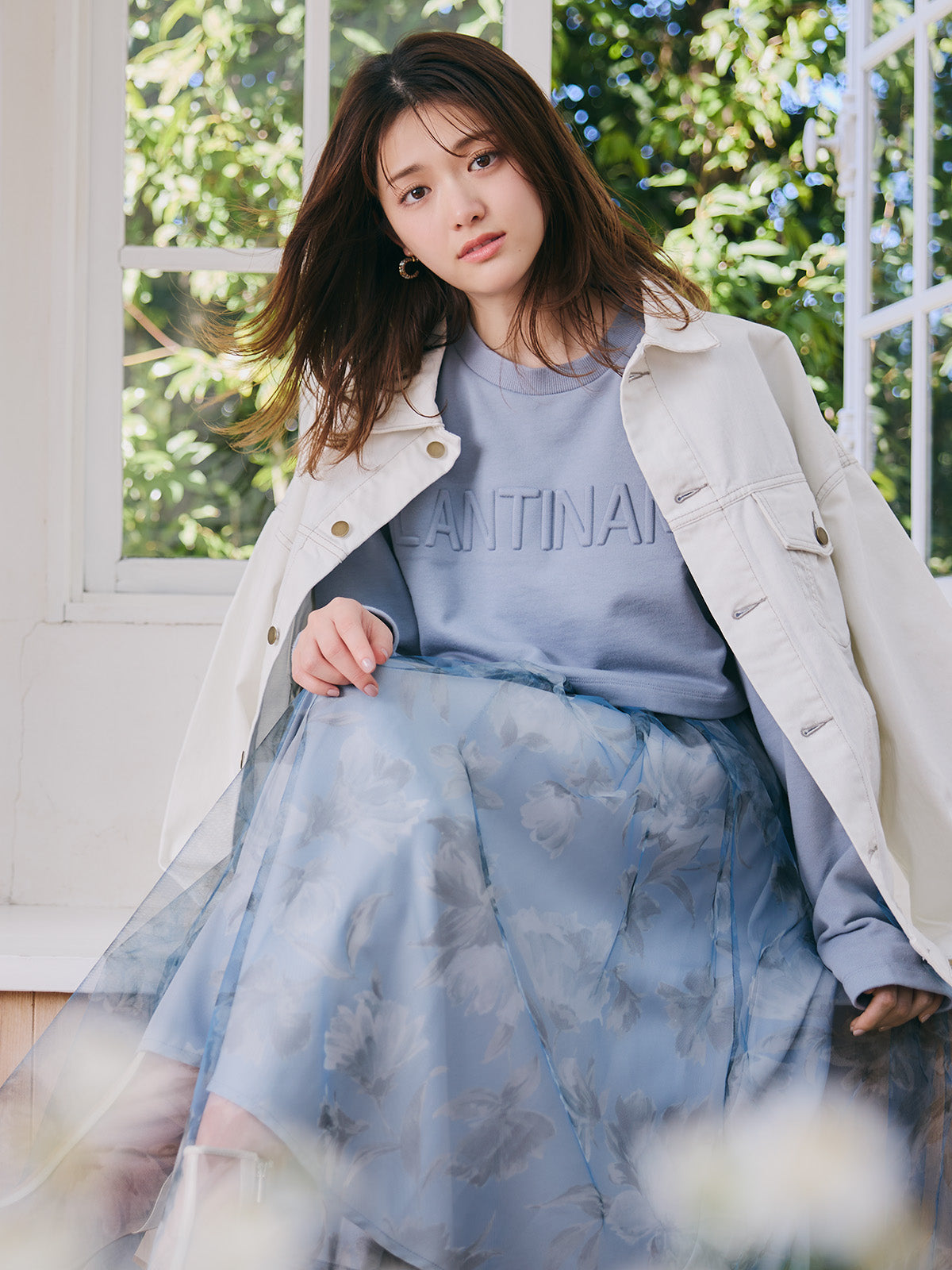 Flower Sheer Tulle Skirt