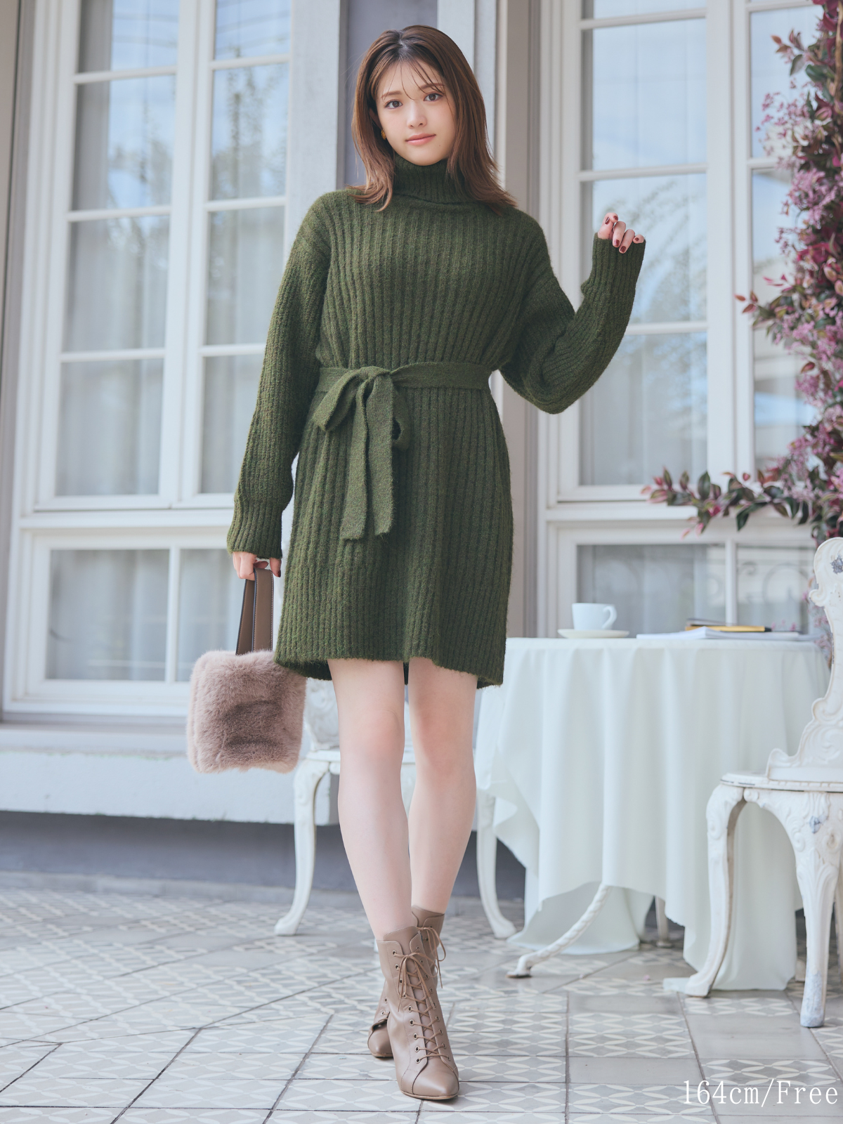 Turtleneck Knit Mini Dress