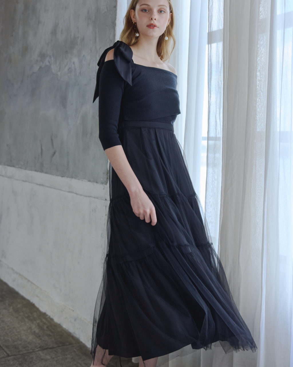 Tulle Knit docking Dress