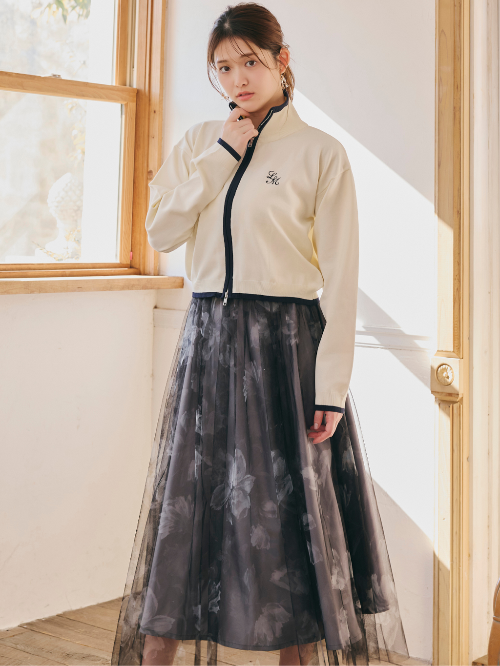 Flower Sheer Tulle Skirt