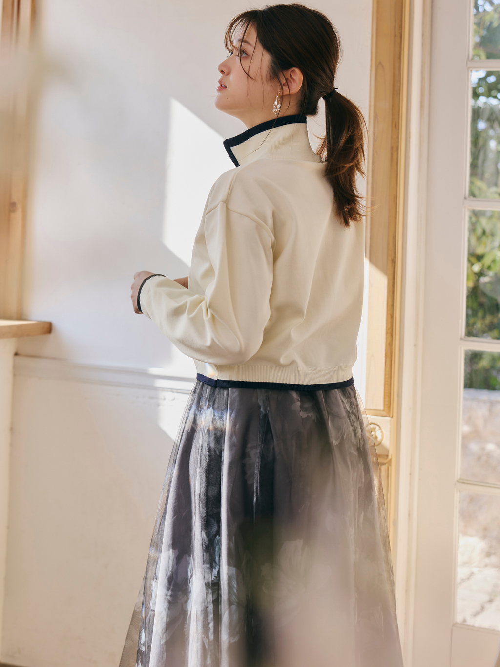 Flower Sheer Tulle Skirt