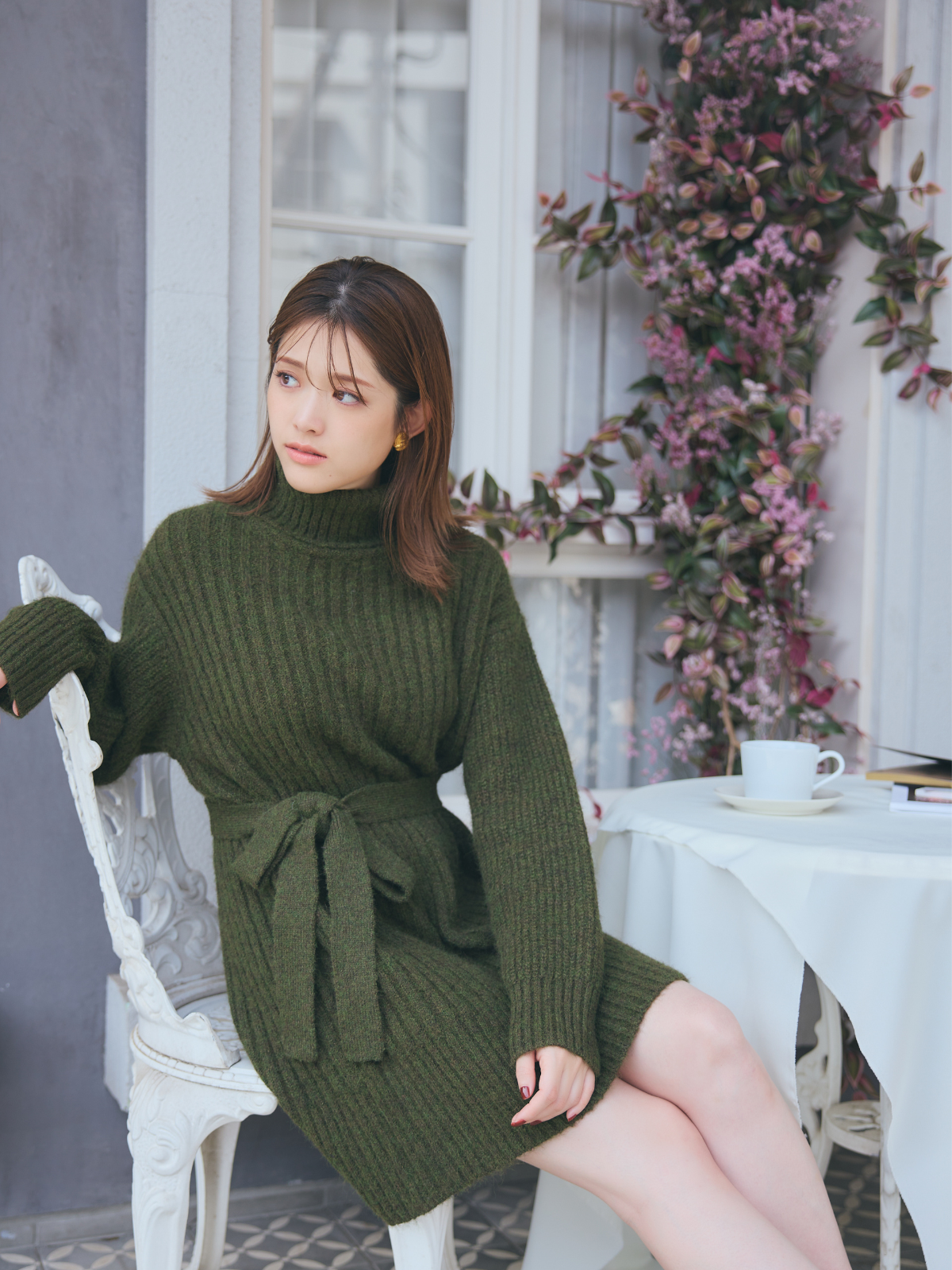 Turtleneck Knit Mini Dress – LANTINAM