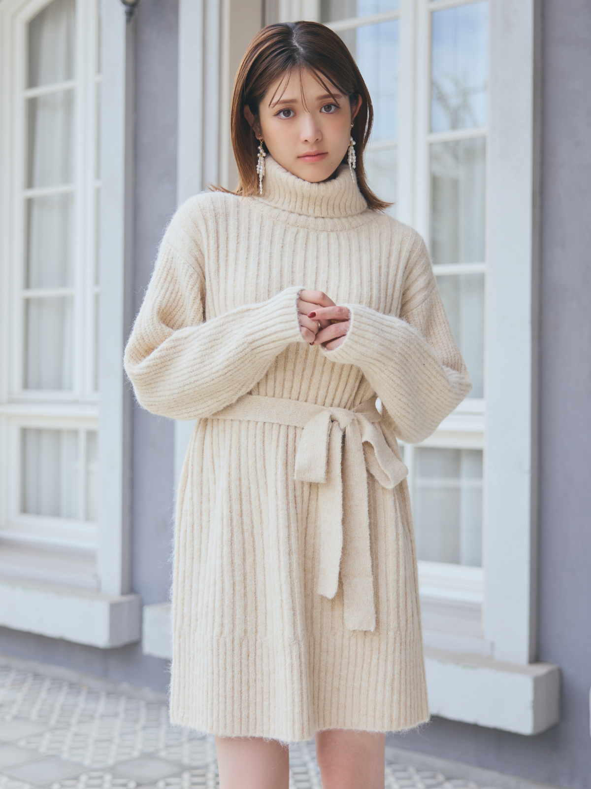 Turtleneck Knit Mini Dress