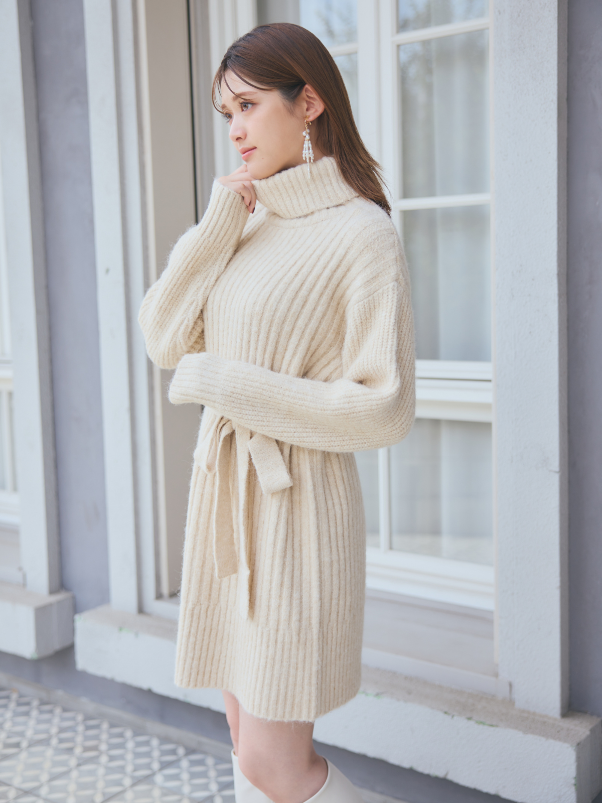 Turtleneck Knit Mini Dress