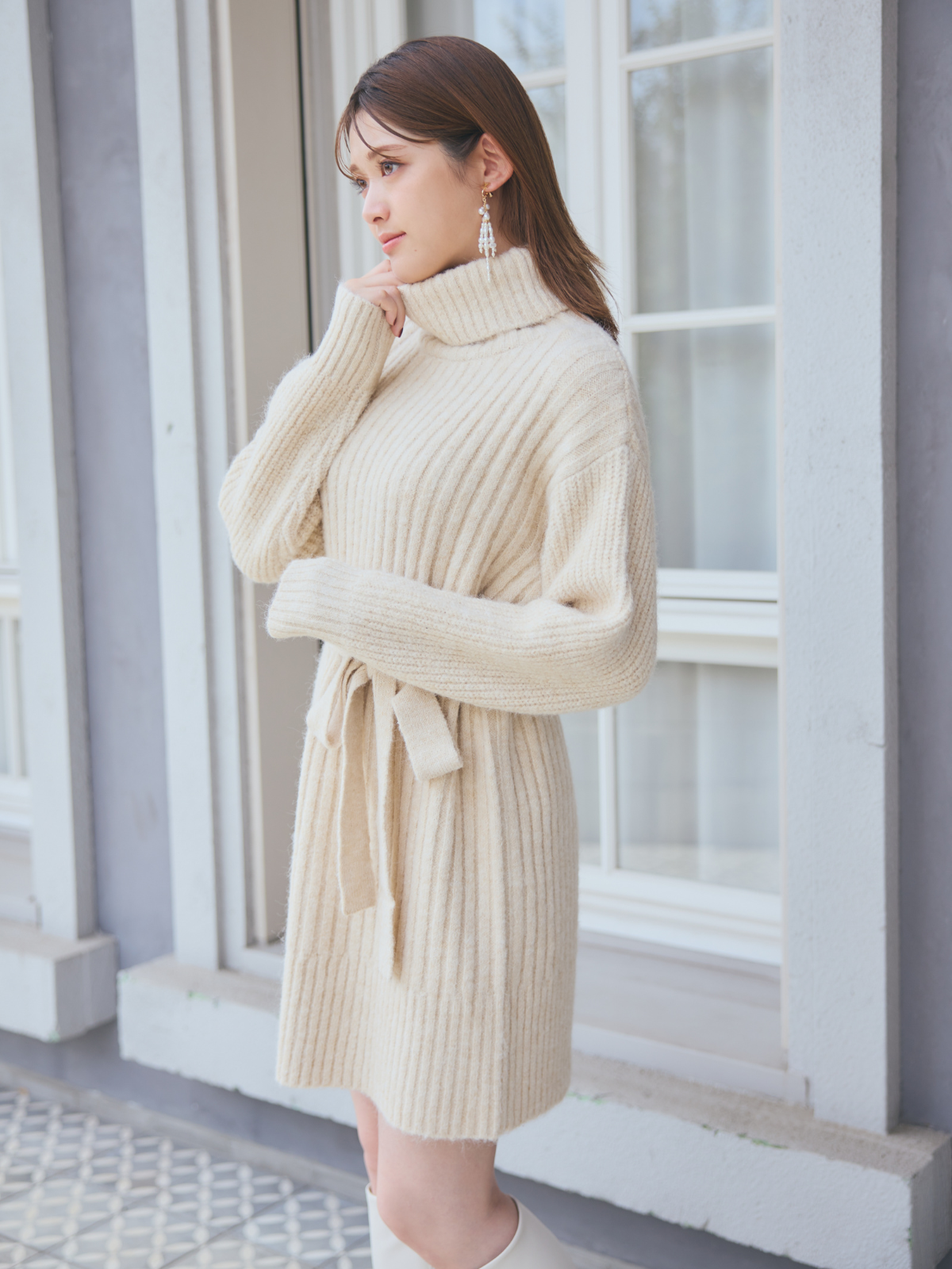 Turtleneck Knit Mini Dress – LANTINAM