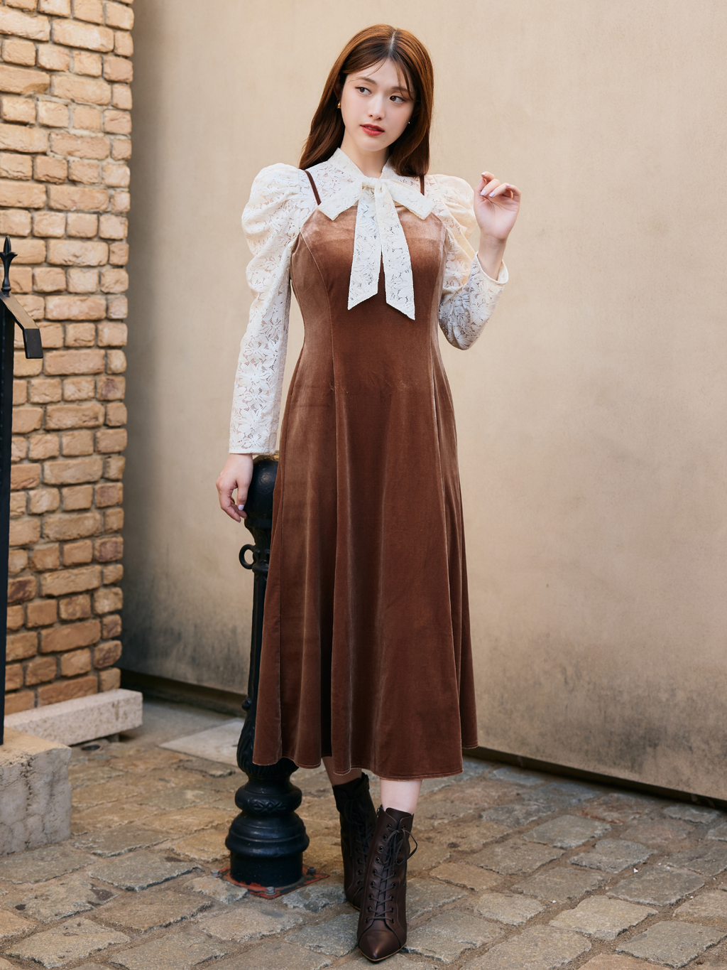 4way Lace Velours Dress