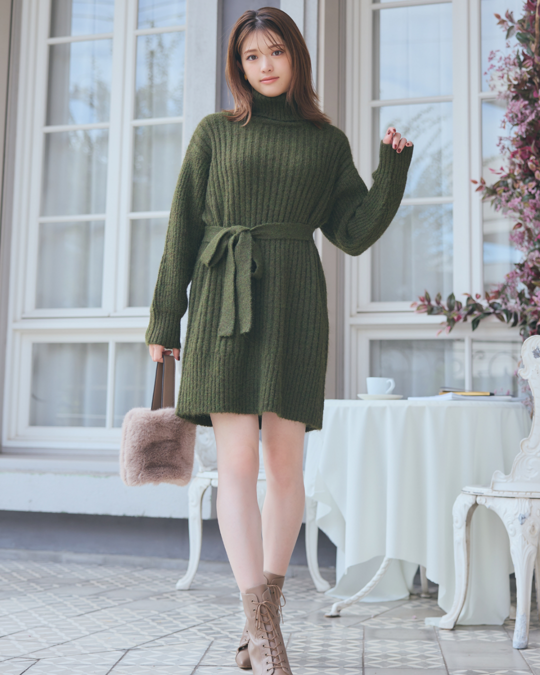 Turtleneck Knit Mini Dress