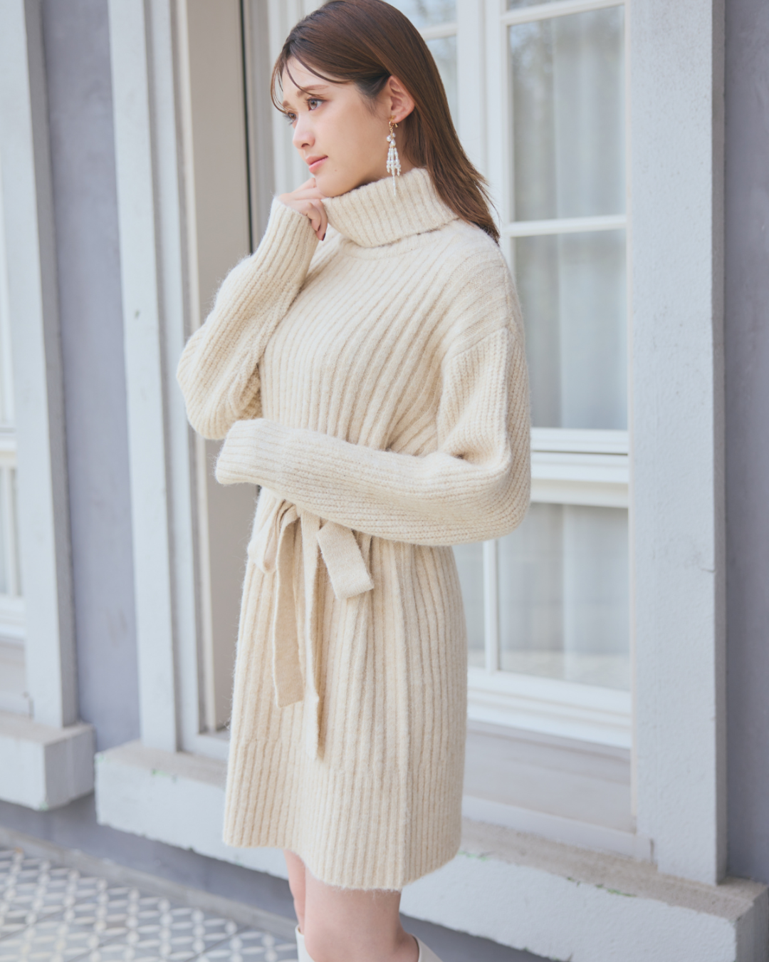 Turtleneck Knit Mini Dress