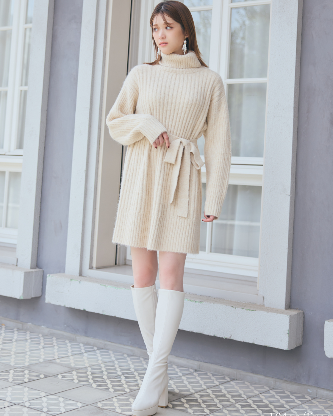 Turtleneck Knit Mini Dress