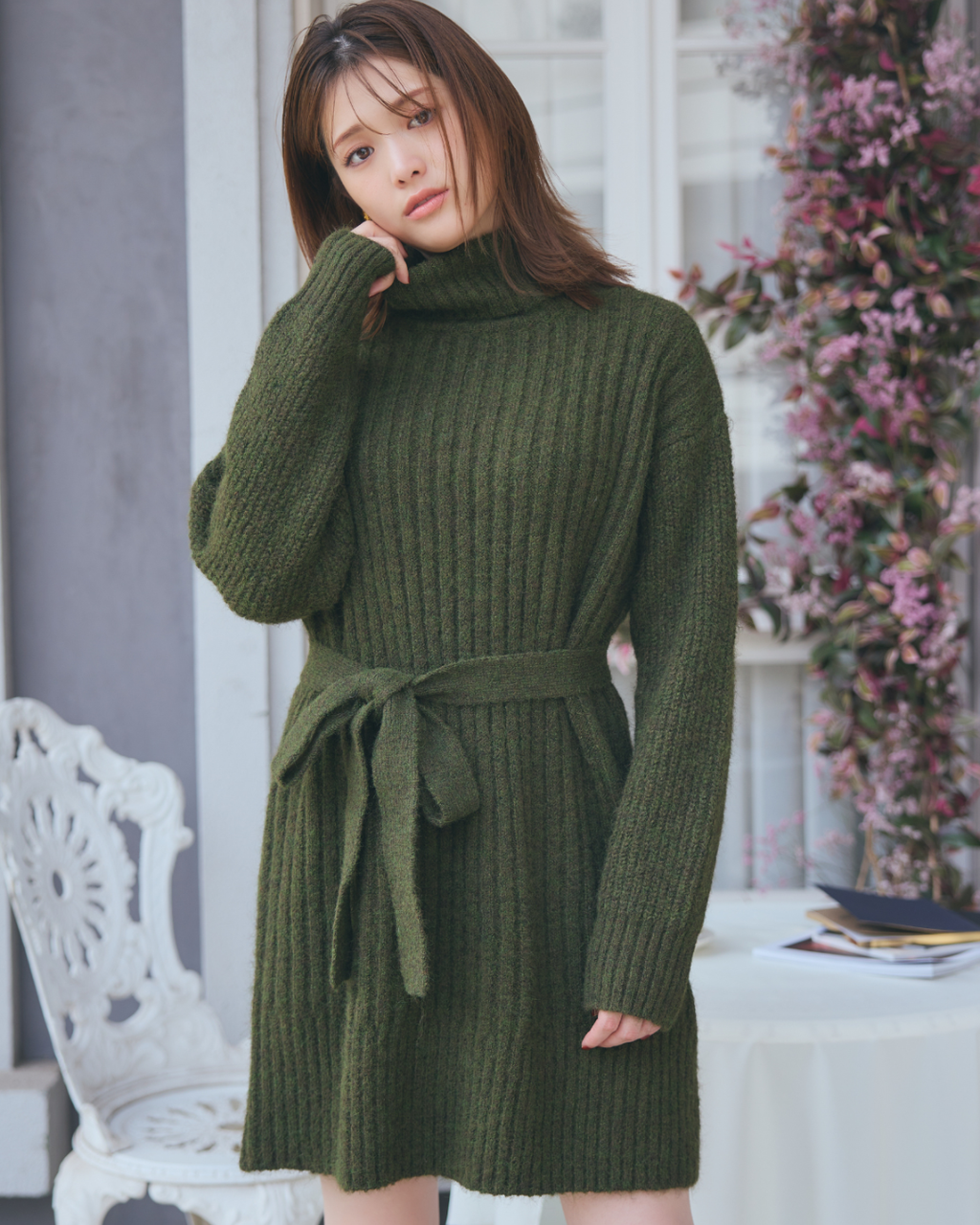 Turtleneck Knit Mini Dress