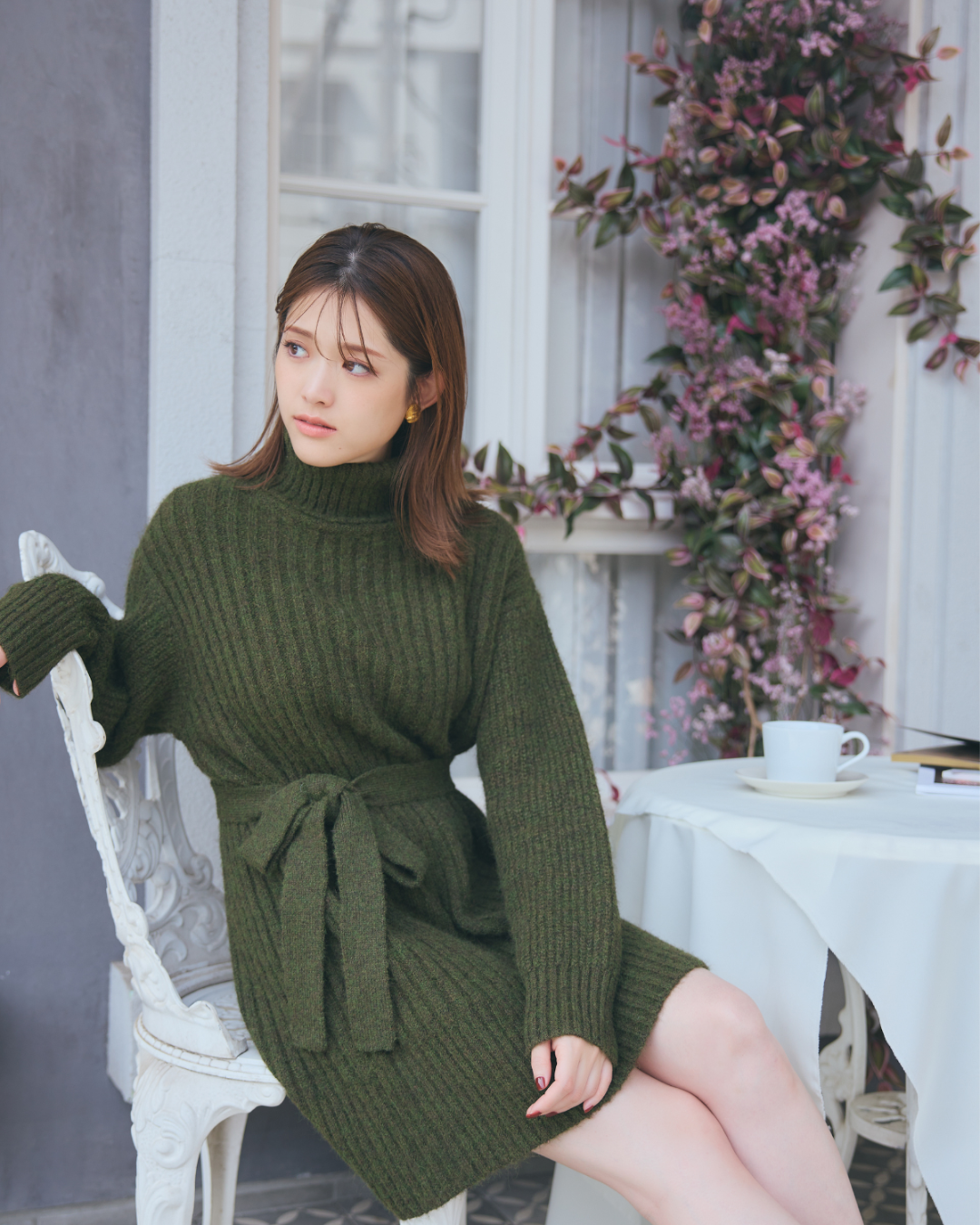 Turtleneck Knit Mini Dress