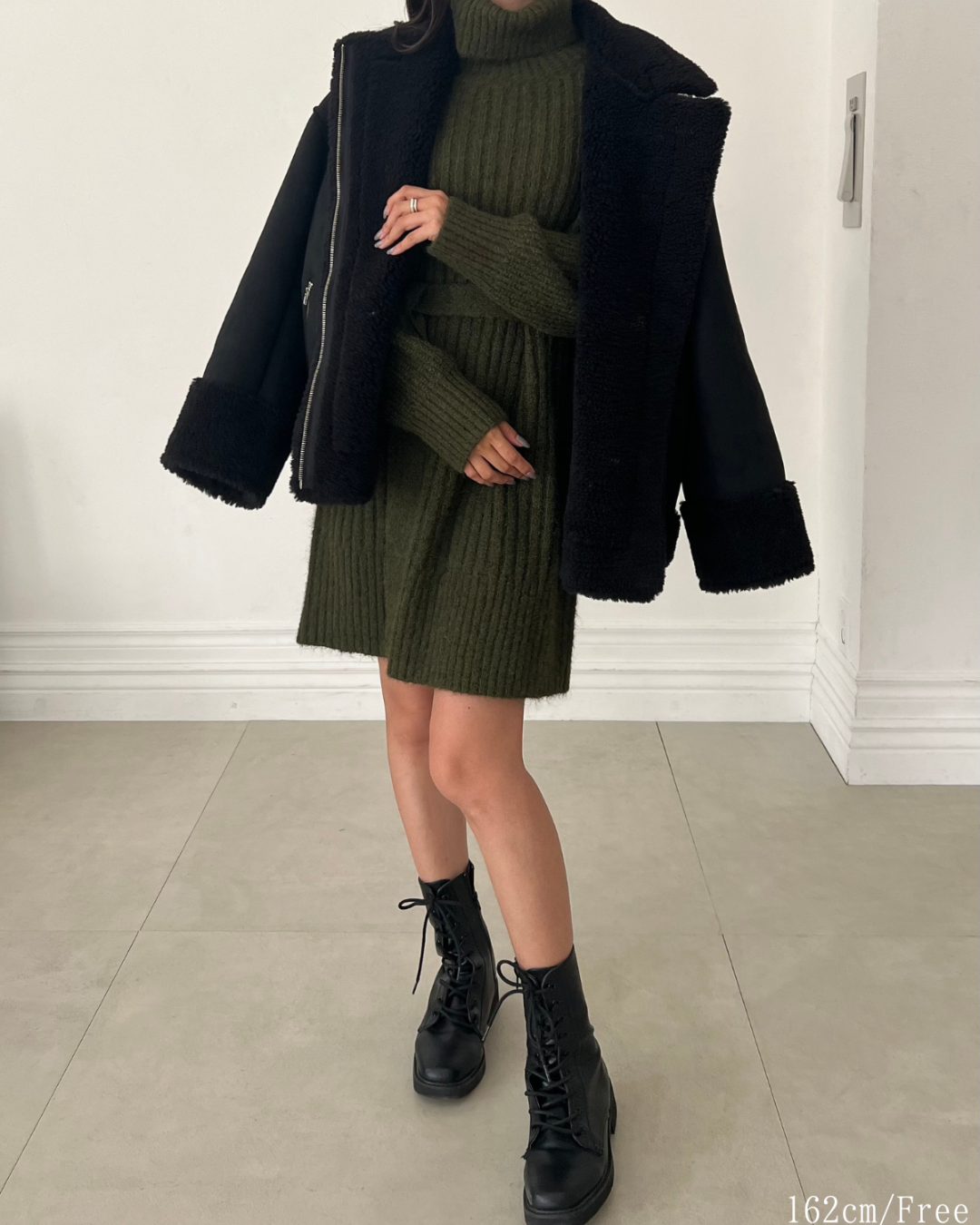 Turtleneck Knit Mini Dress