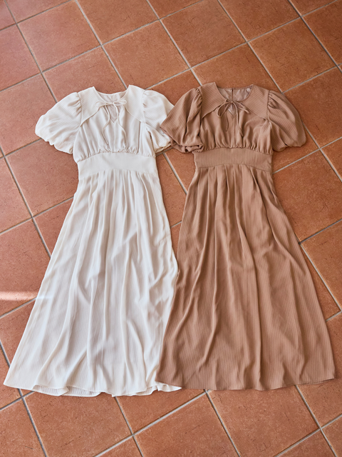 【1周年限定】Decolleteopen Stripe Dress