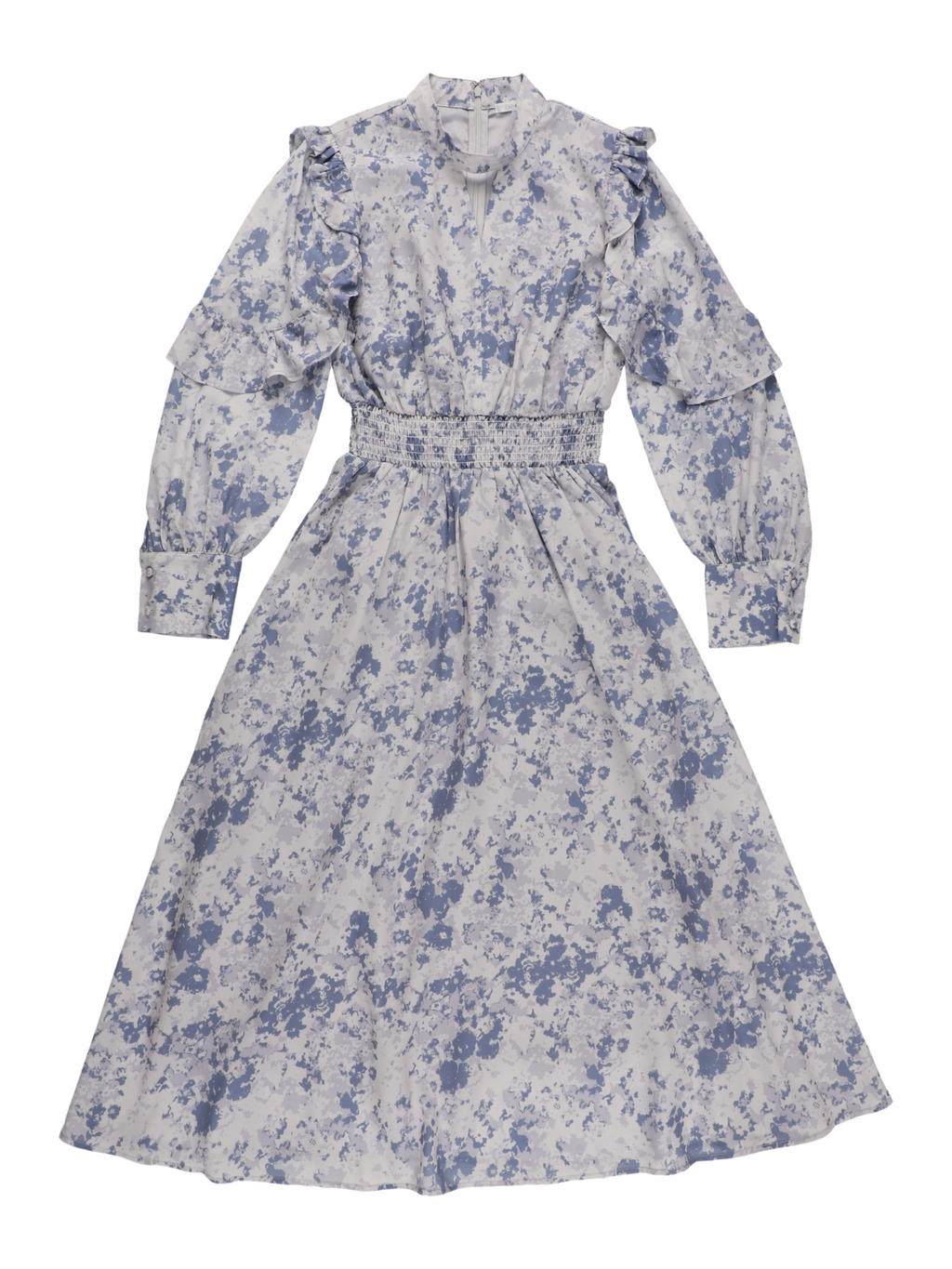 Frill Cutting Print dress