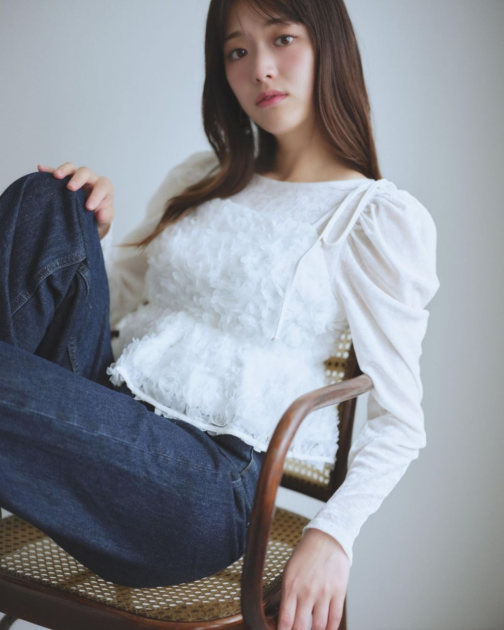 Flower Camisole & Sheer Velor Set