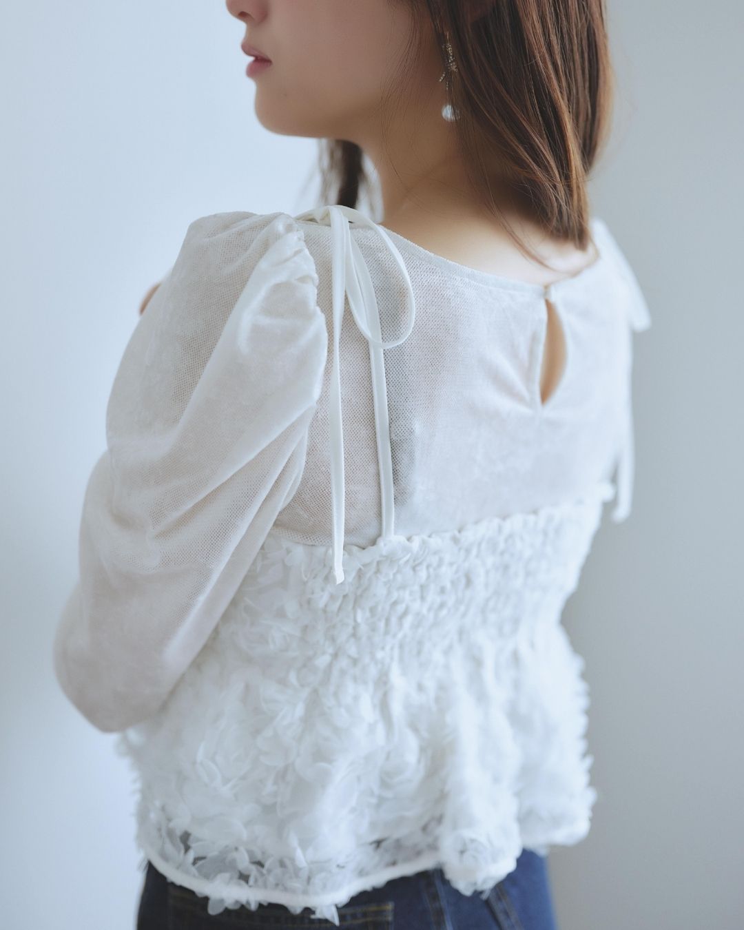 Flower Camisole & Sheer Velor Set