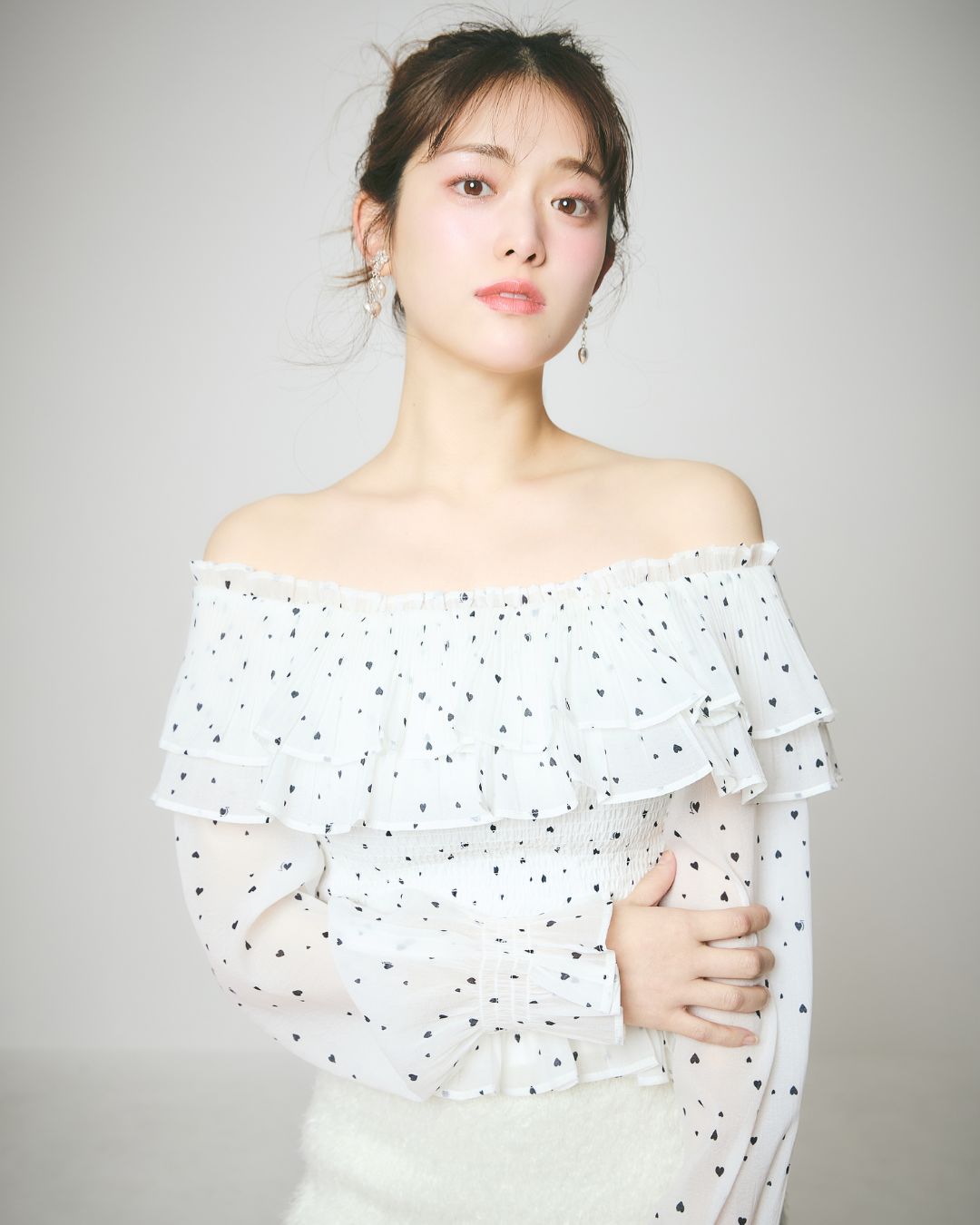 Heart Pattern Off Shoulder Blouse