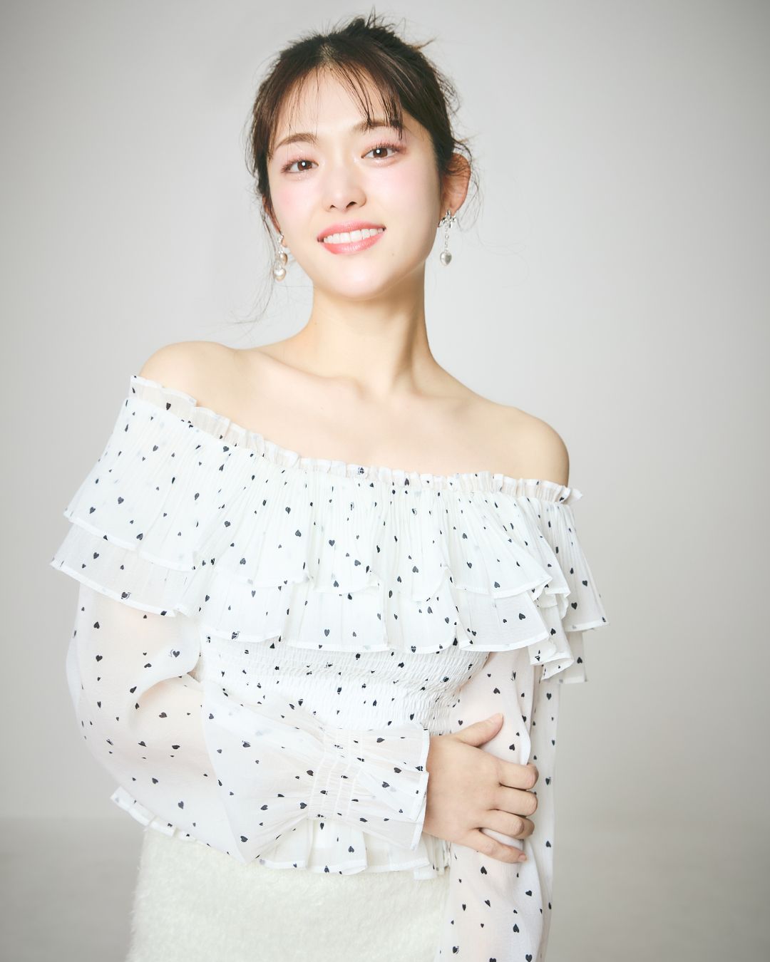 Heart Pattern Off Shoulder Blouse