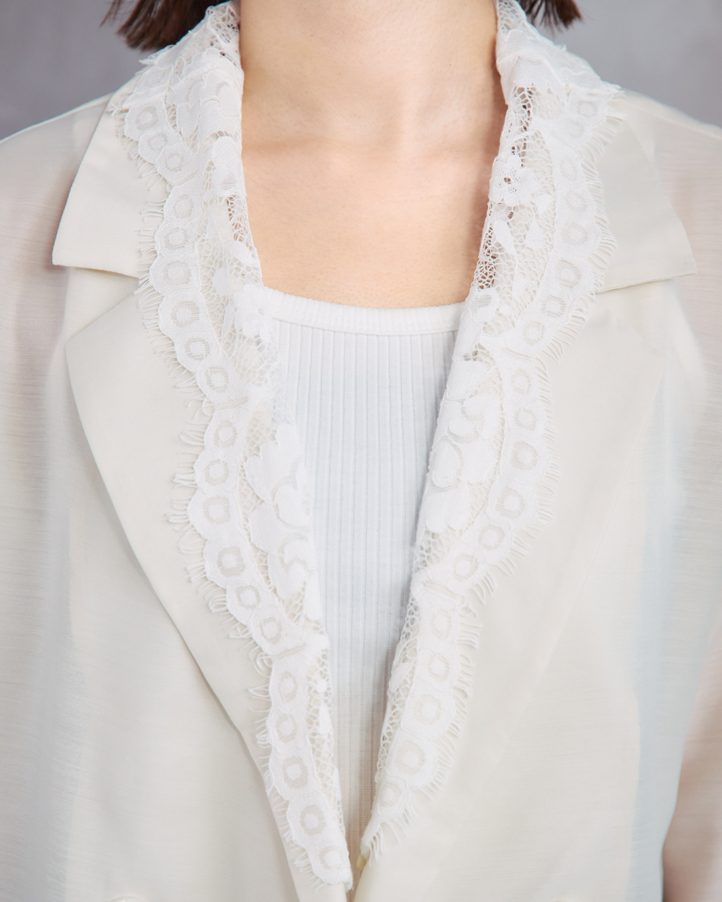 Lace Collar Sheer Jacket