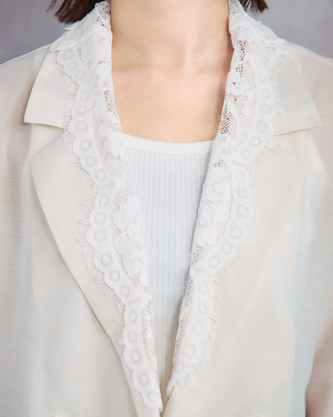 Lace Collar Sheer Jacket
