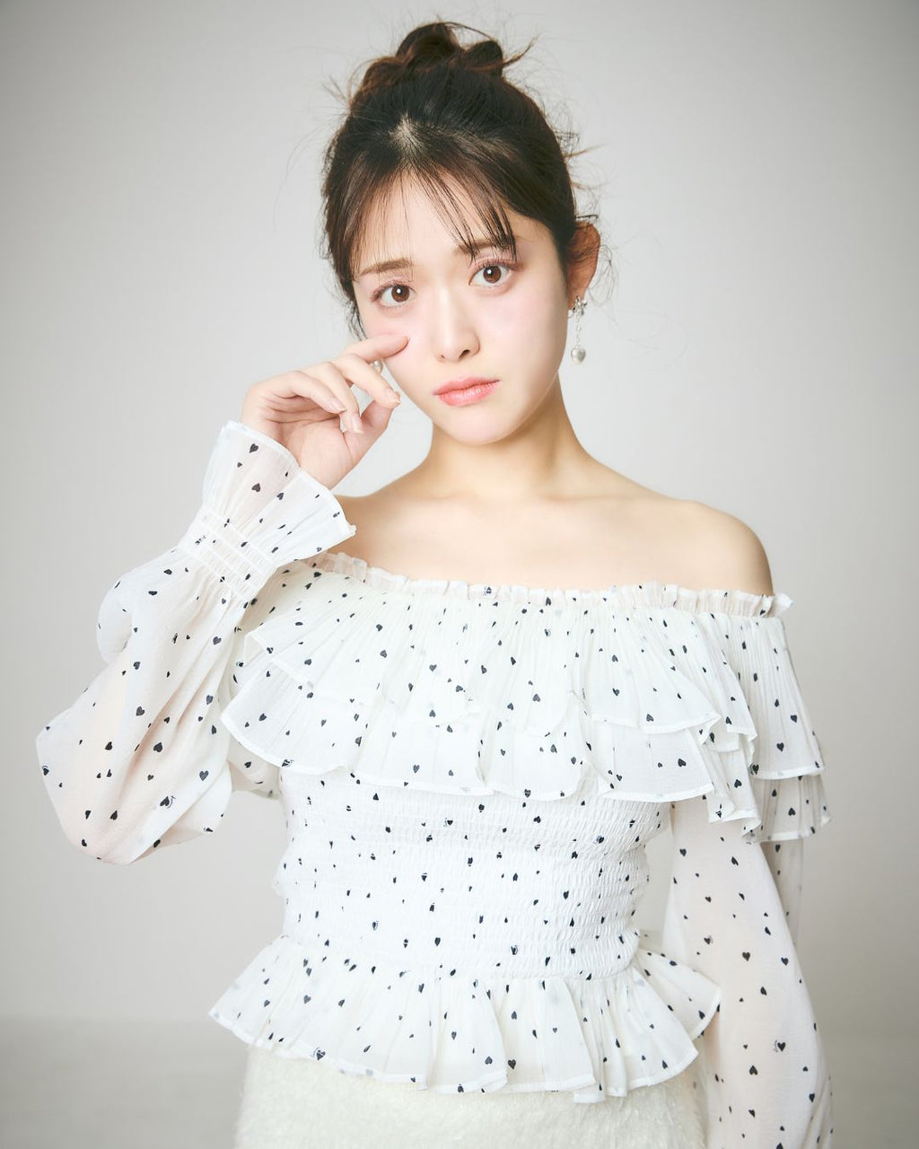 Heart Pattern Off Shoulder Blouse