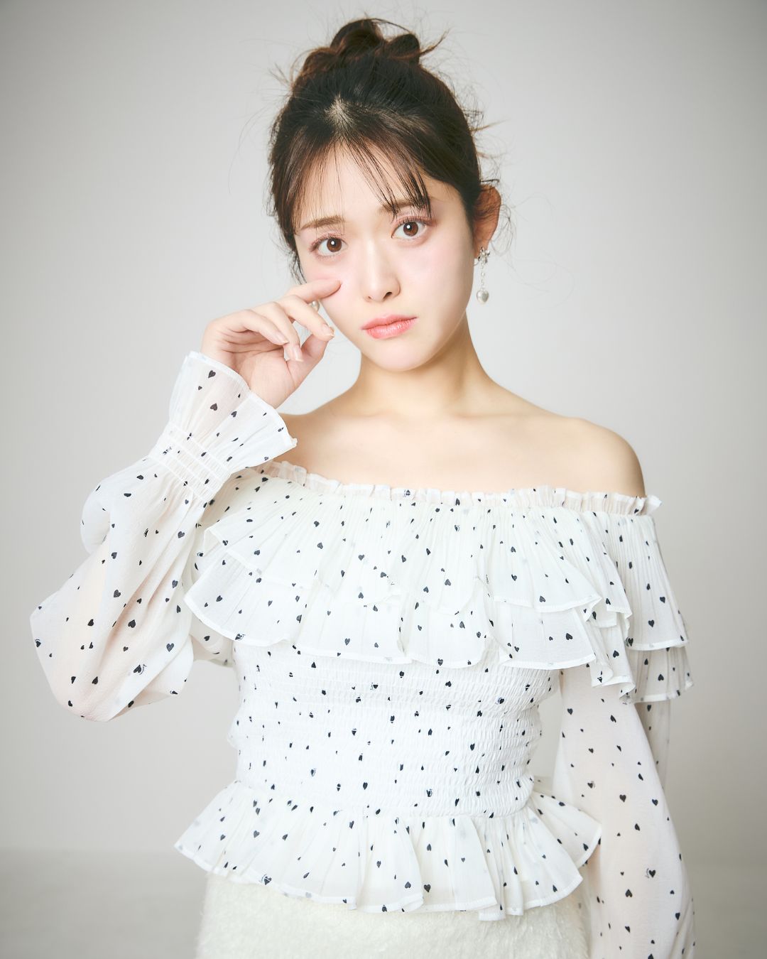 Heart Pattern Off Shoulder Blouse