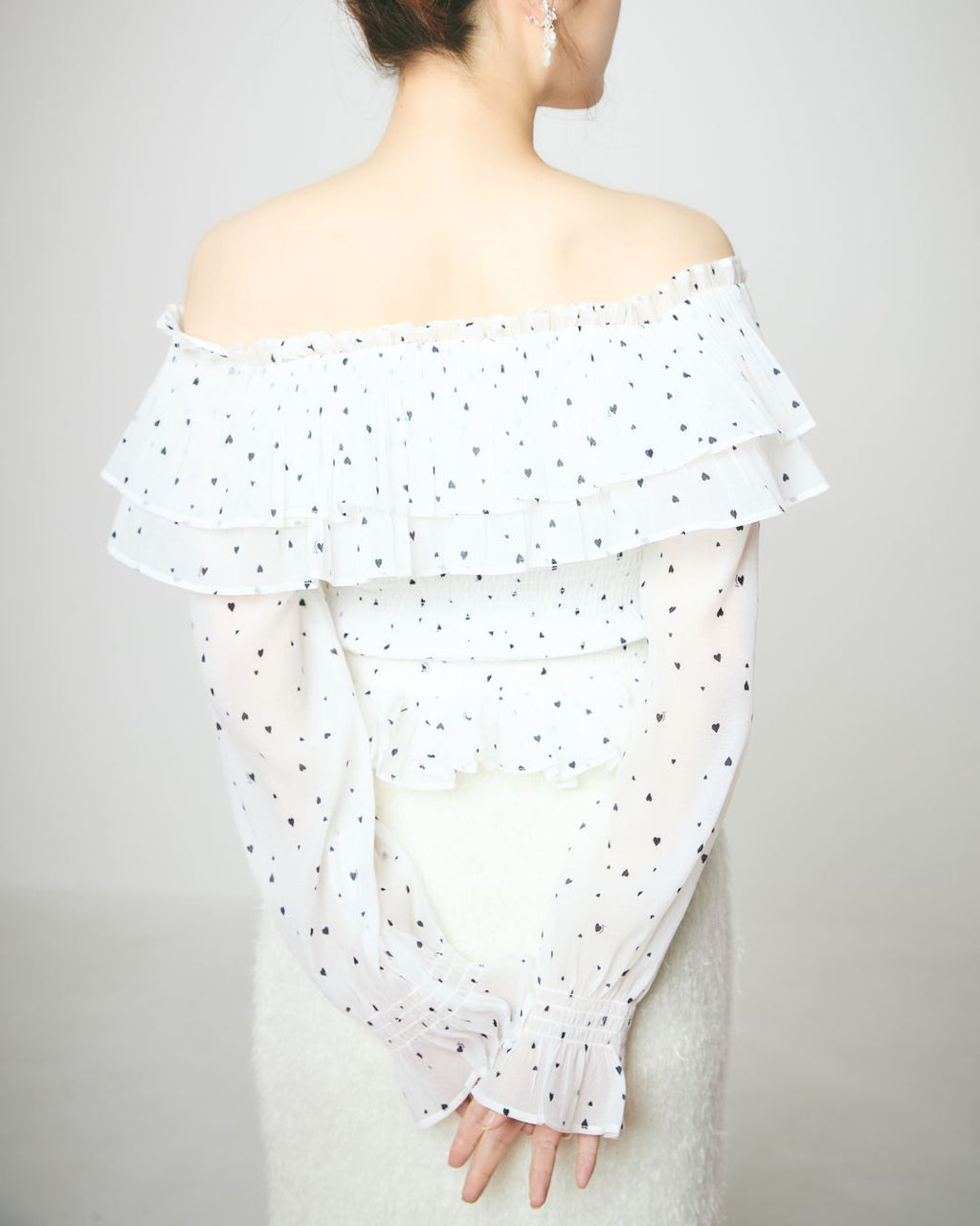 Heart Pattern Off Shoulder Blouse