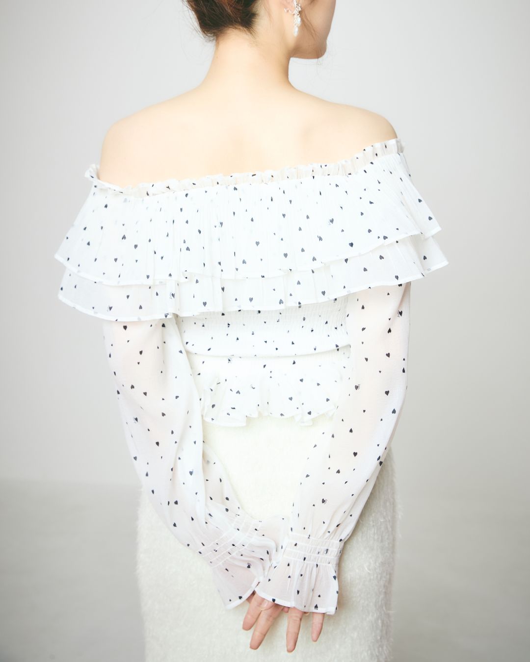 Heart Pattern Off Shoulder Blouse