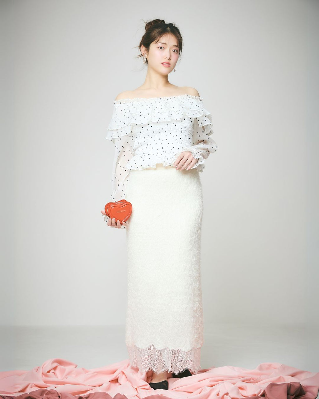 Heart Pattern Off Shoulder Blouse