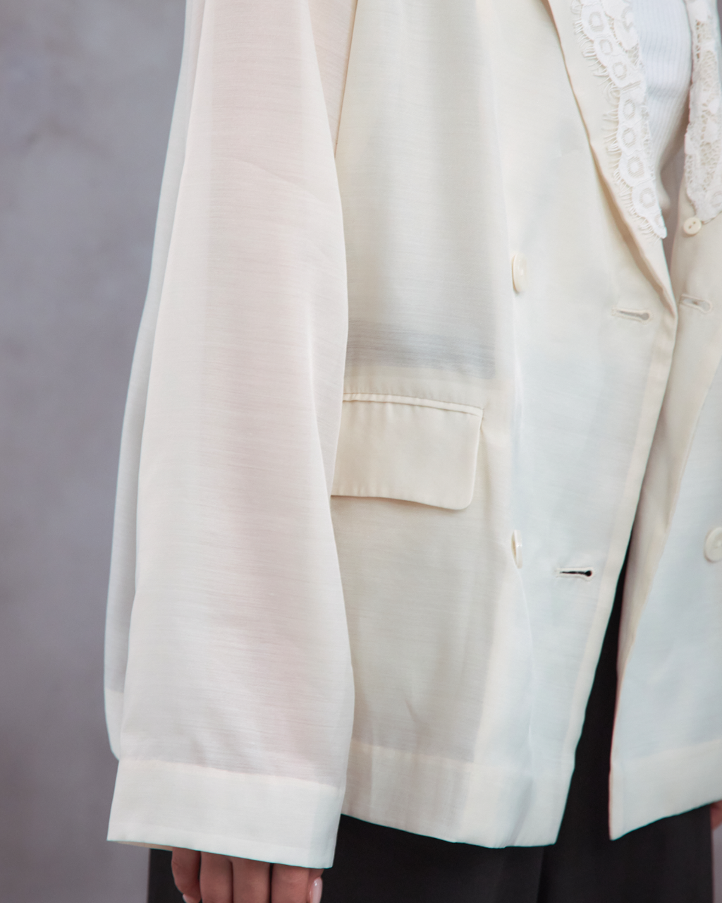 Lace Collar Sheer Jacket