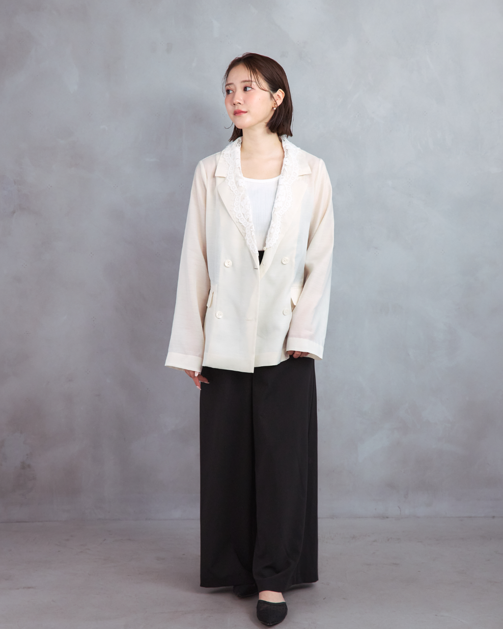 Lace Collar Sheer Jacket