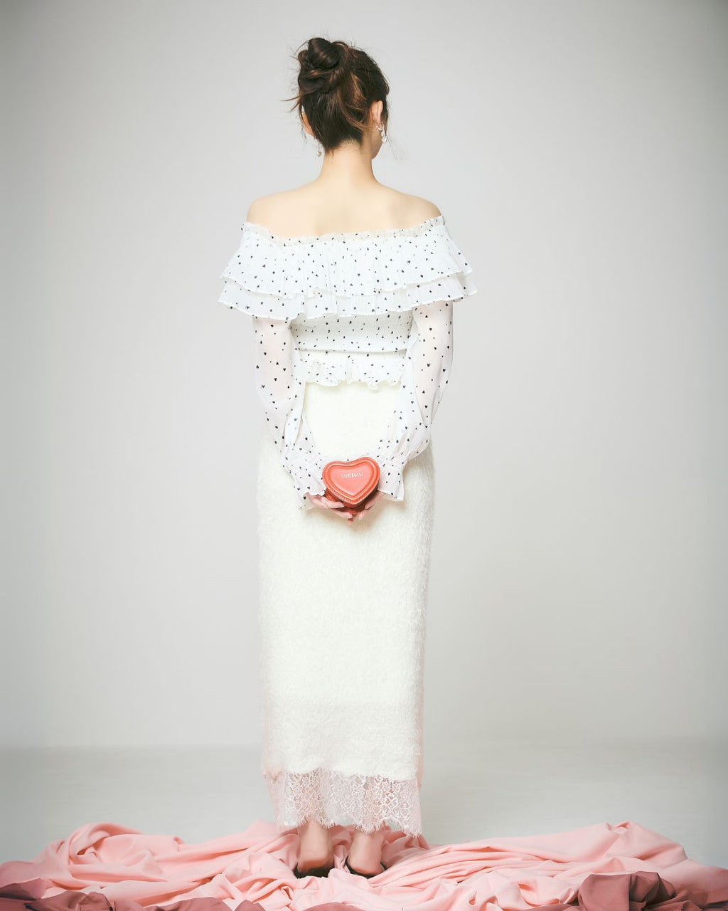 Heart Pattern Off Shoulder Blouse