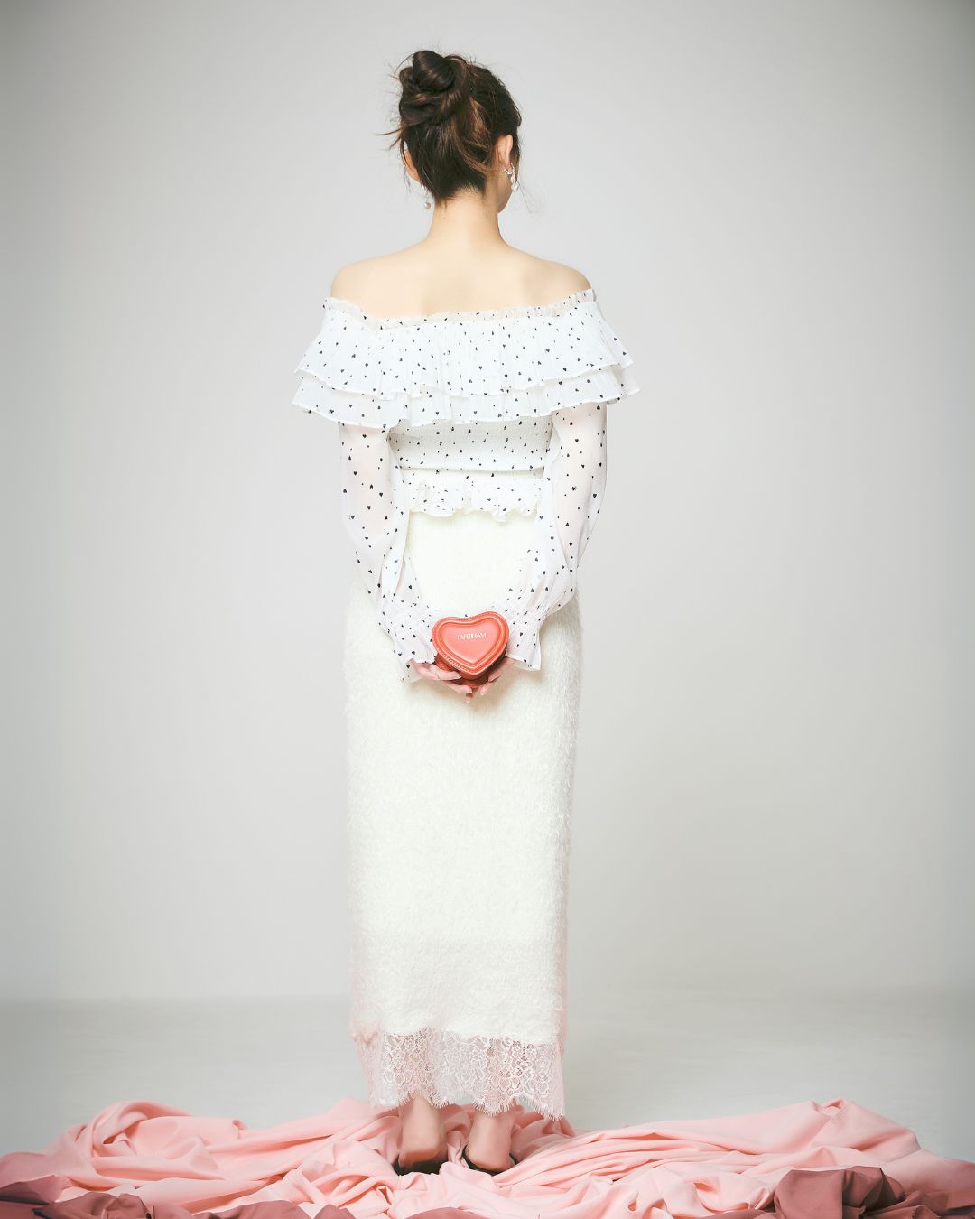 Heart Pattern Off Shoulder Blouse