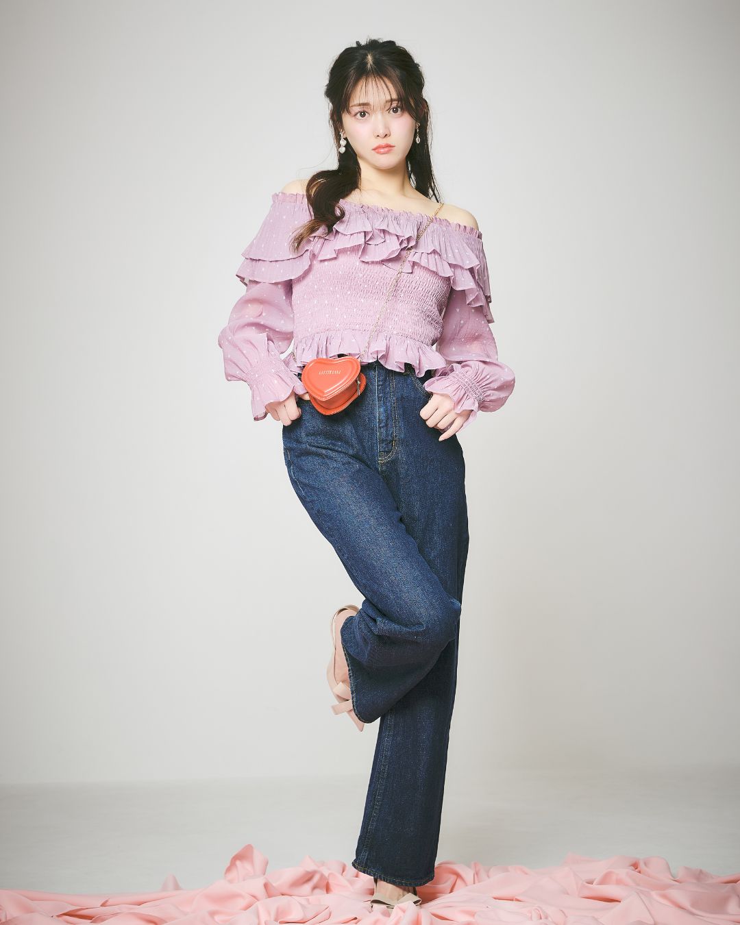 Heart Pattern Off Shoulder Blouse