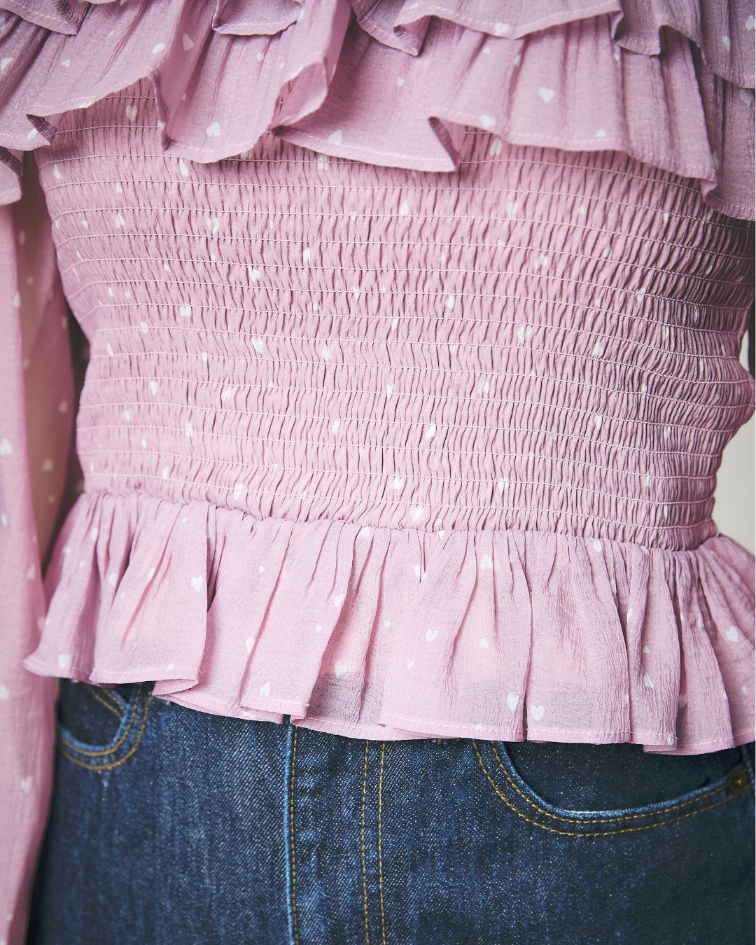 Heart Pattern Off Shoulder Blouse