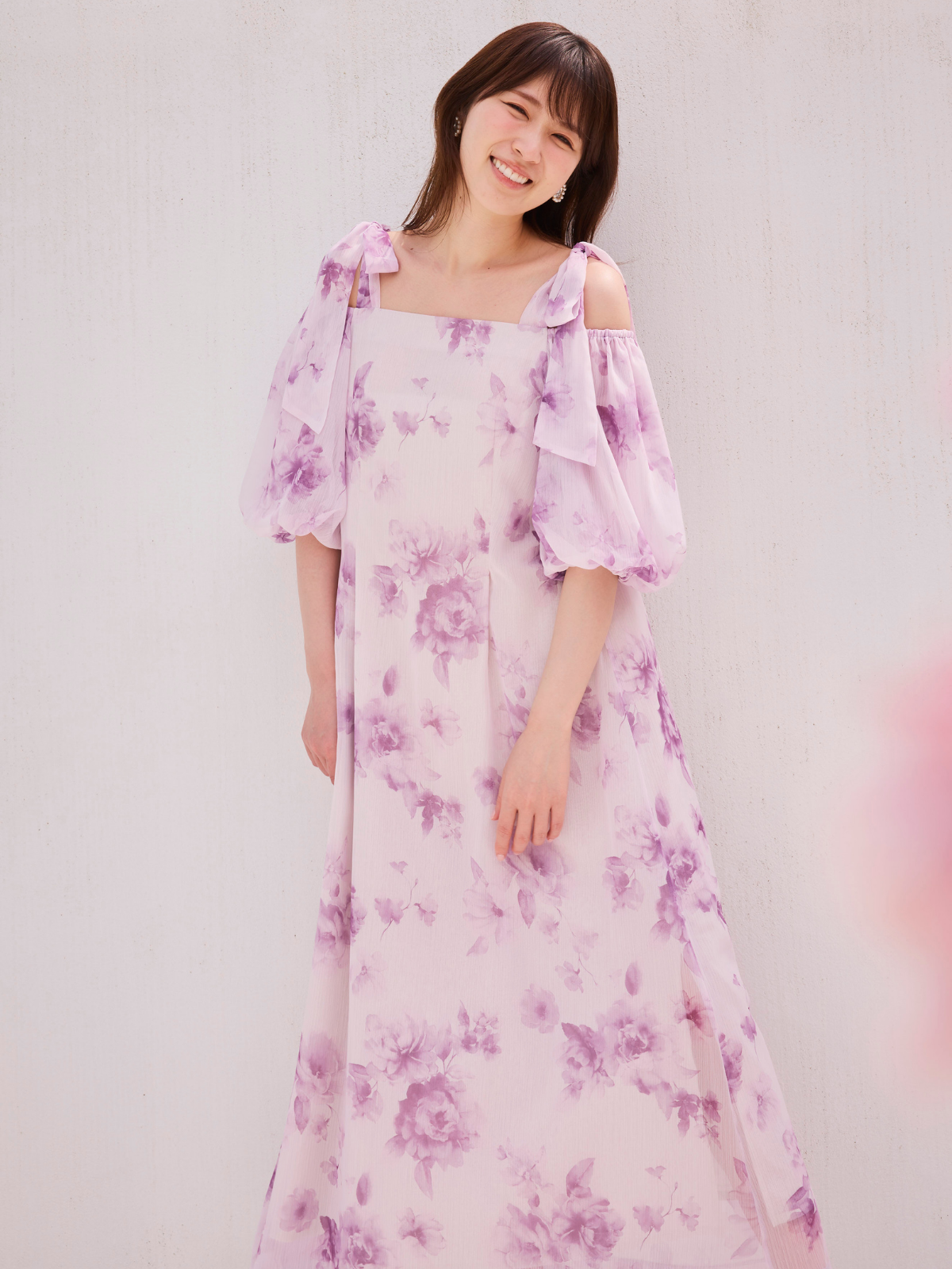 Lisianthus Ribbon Off Shoulder Dress