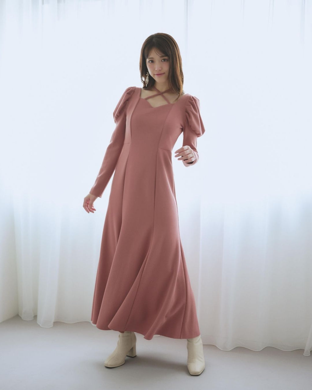 Stretch Puff Sleeve Dress