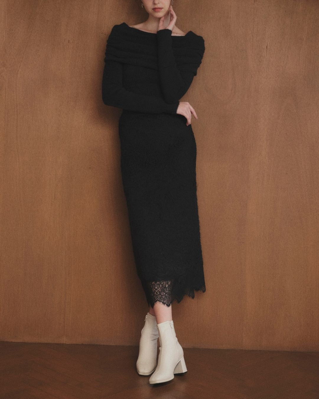 Lace Docking Knit Skirt