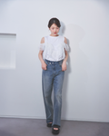 Asymmetrical straight-leg jeans
