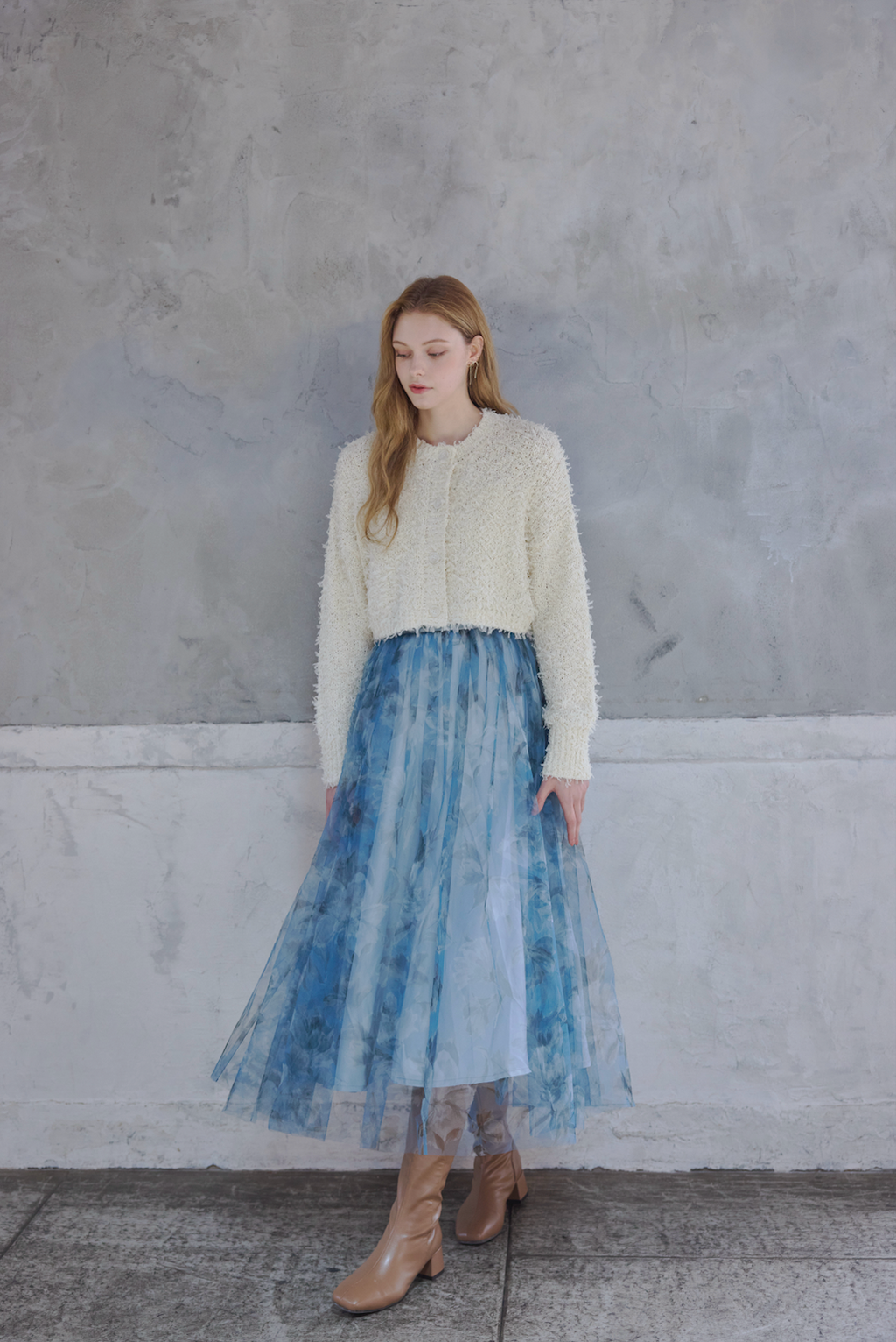 Ribbon Yarn Short Cardigan