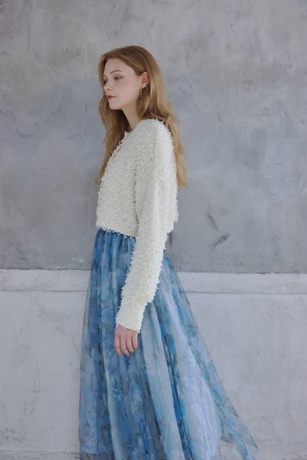 Ribbon Yarn Short Cardigan