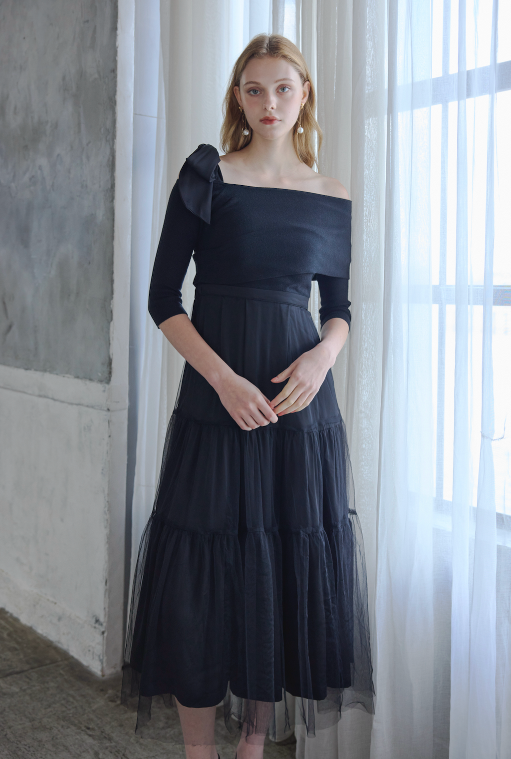 Tulle Knit docking Dress