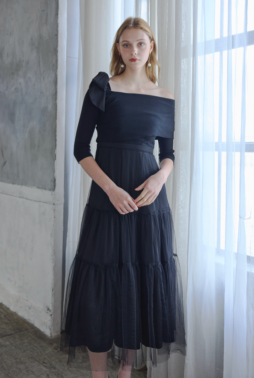 Tulle Knit docking Dress