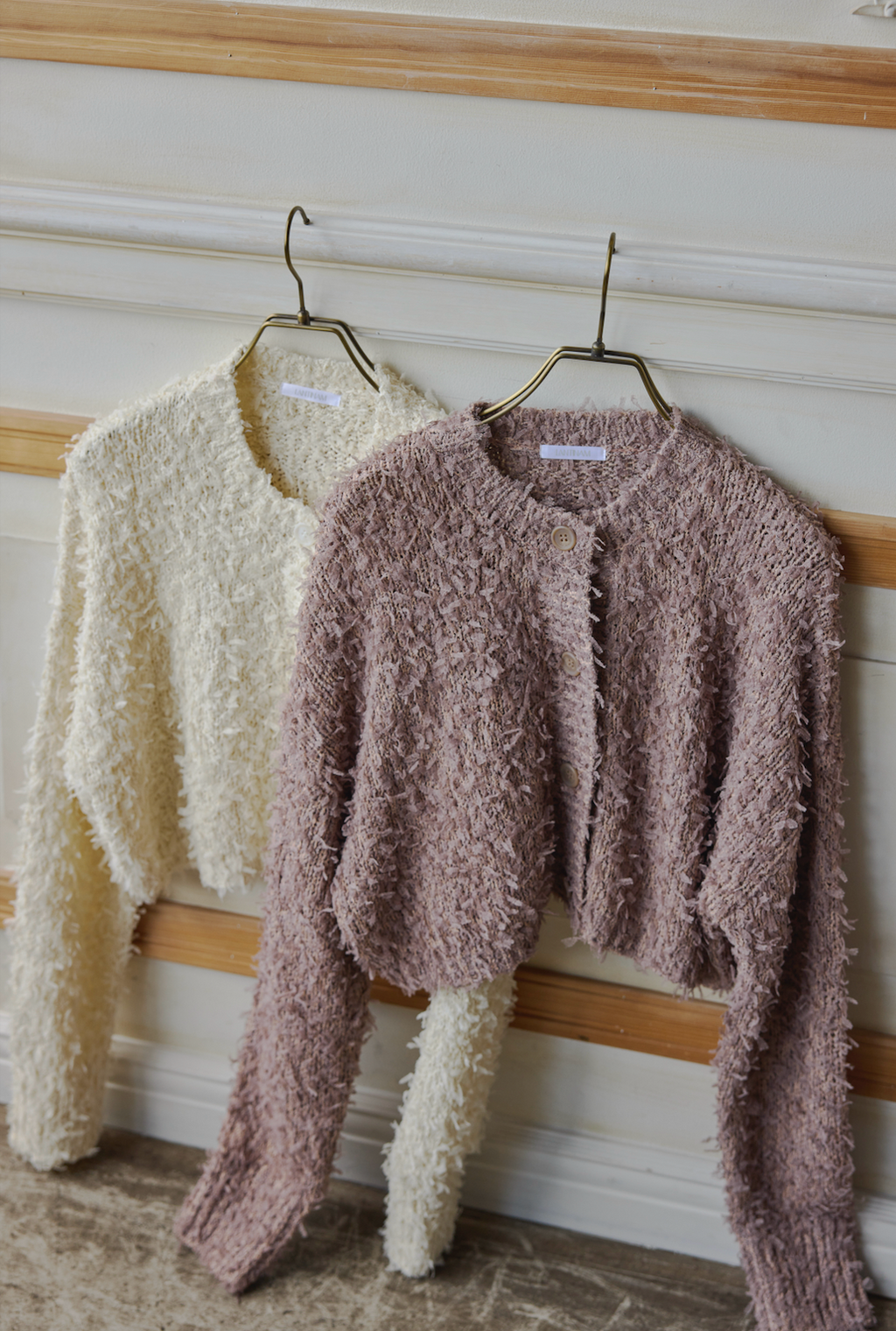 Ribbon Yarn Short Cardigan