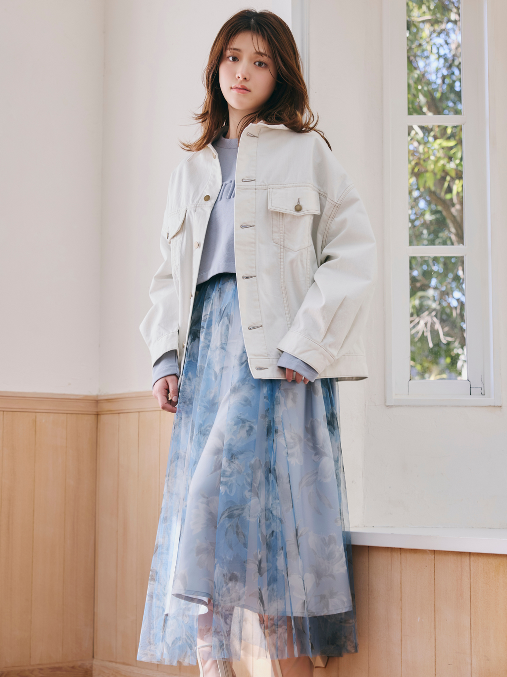 Flower Sheer Tulle Skirt